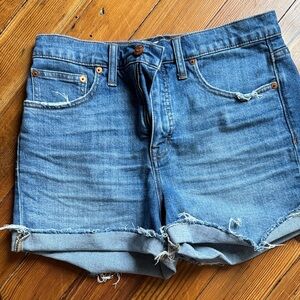Madewell Distressed Blue Jean Shorts